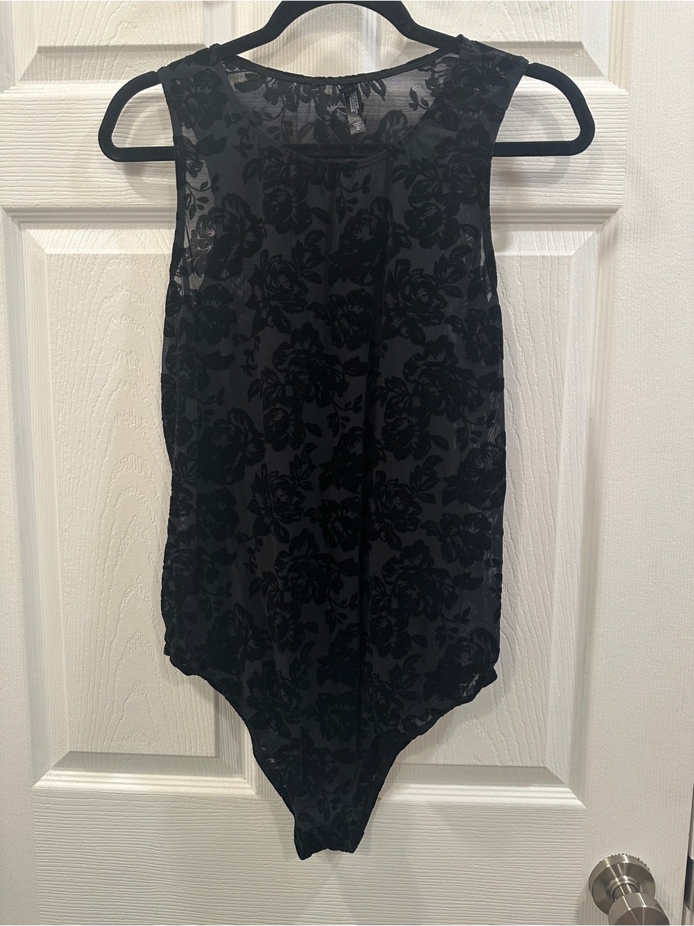 Torrid Curve Sz 2 Flocked Roses Black Bodysuit snap crotch Witchy Layering